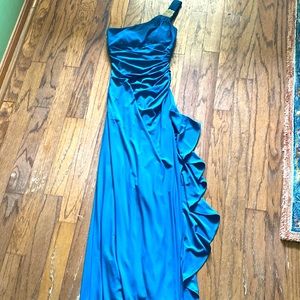 Juniors sz1 Blondie Nites Teal long bridesmaid dress